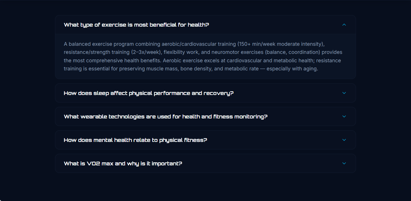Exercise FAQ clicked content